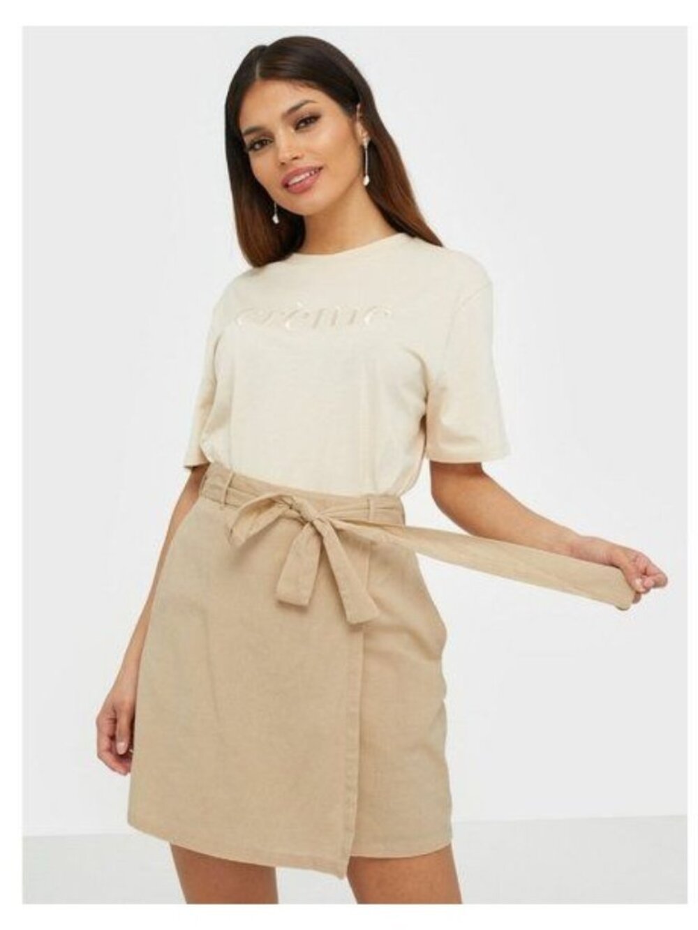 PIECES Tie Waist Mini Skirt - M